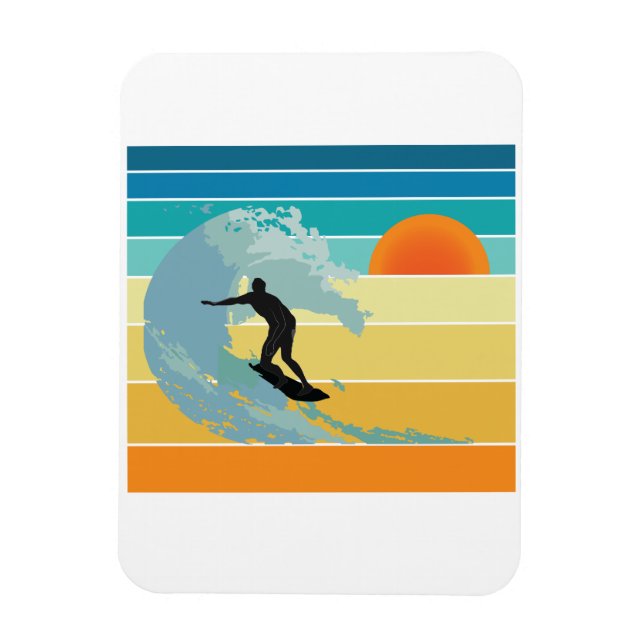 Surfer Dude Vintage Sunset Magnet (Vertical)