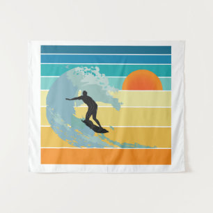 Surfer Dude Vintage Sunset Tapestry