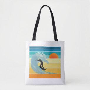 Surfer Dude Vintage Sunset Tote Bag