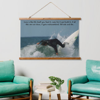 Surfer Falling into the Surf Hanging Tapestry
