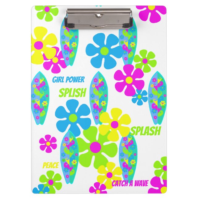 Surfer Flower Girl Room Decor Clipboard (Front)