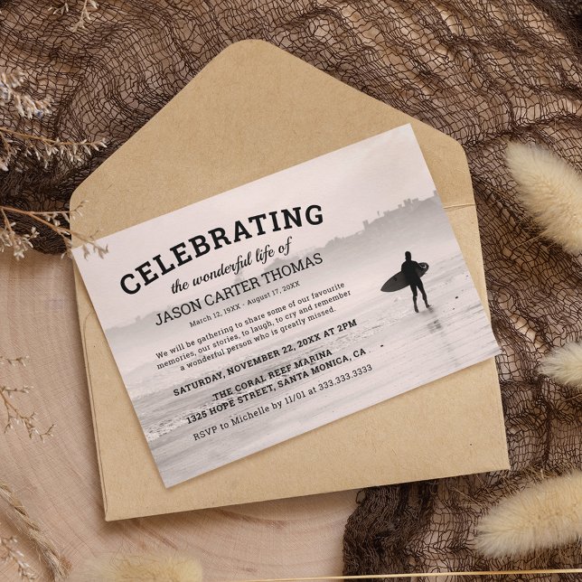 Surfer Funeral | Celebration Of Life Invitation (Creator Uploaded)