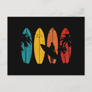 Surfer Gift Vintage Surfing Surf Board Beach Holiday Postcard