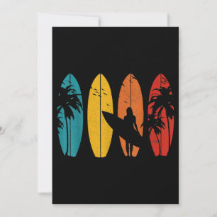 Surfer Gift Vintage Surfing Surf Board Beach Invitation