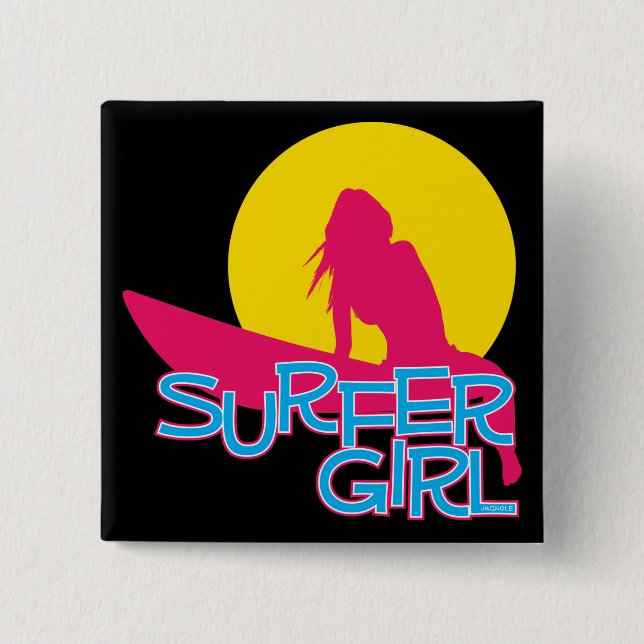 Surfer Girl 15 Cm Square Badge (Front)