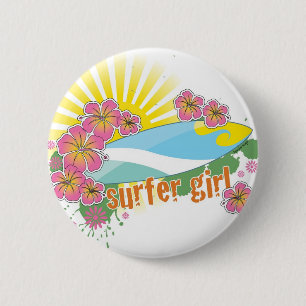 surfer girl 6 cm round badge