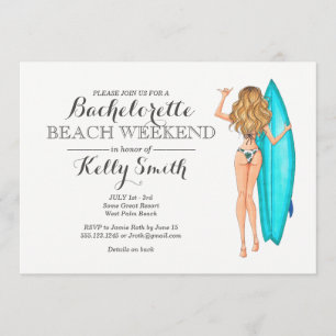 Surfer Girl Bachelorette Party Invitation