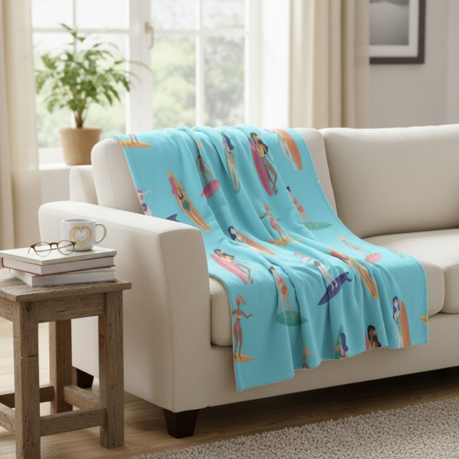 Surfer Girl Beach Fleece Blanket (Creator Uploaded)