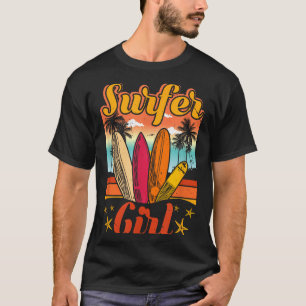 Surfer Girl Beach Retro 70s Vintage Surfing T-Shirt