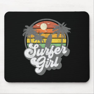 Surfer Girl Beach Retro 70s Vintage Surfing Vacati Mouse Mat