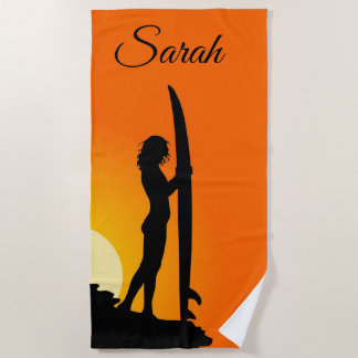 Surfer Girl. Beach Towel