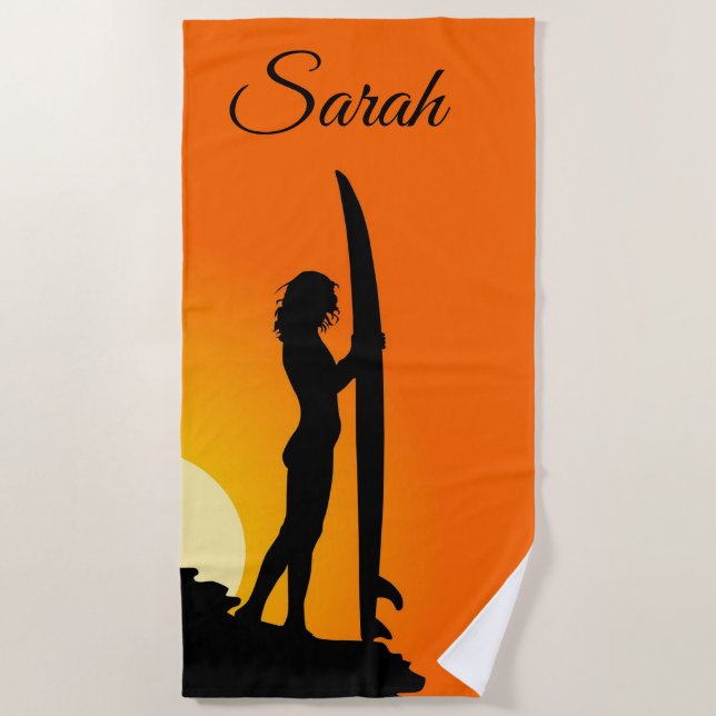 Surfer Girl. Beach Towel (Front)