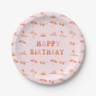Surfer Girl Birthday 7" Party Plates