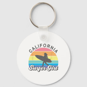 Surfer Girl California Surfing Surf Beach Women Cu Key Ring