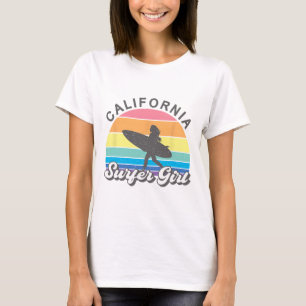 Surfer Girl California Surfing Surf Beach Women Cu T-Shirt