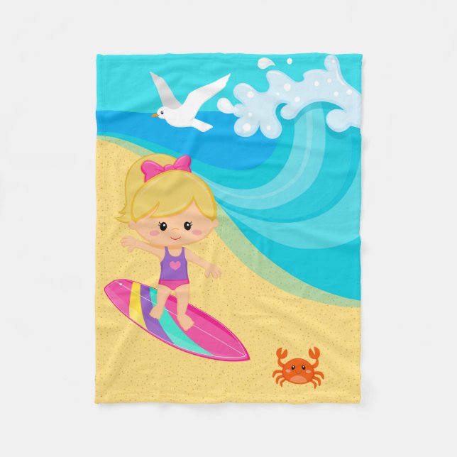 Surfer girl fleece blanket (Front)