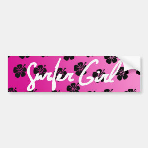 Surfer Girl in Pink Bumper Sticker