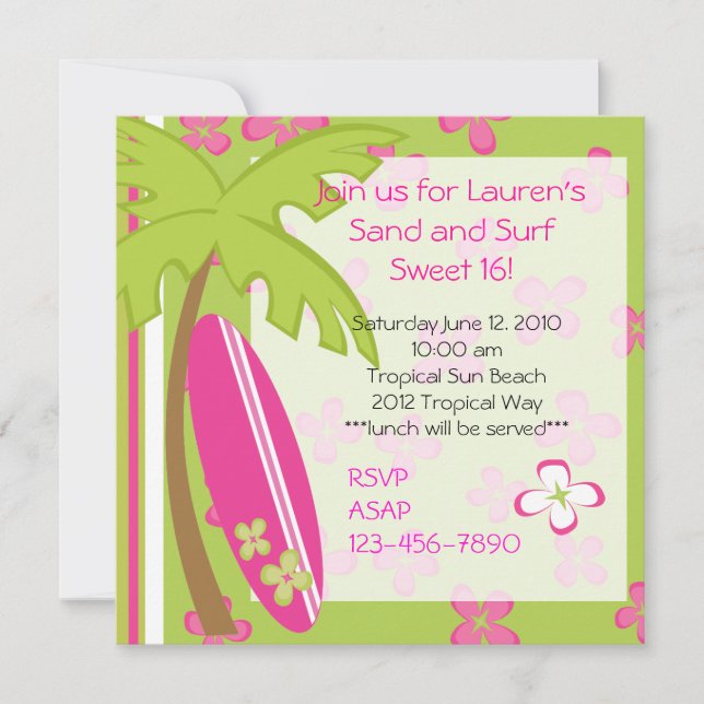 Surfer Girl Invitation (Front)