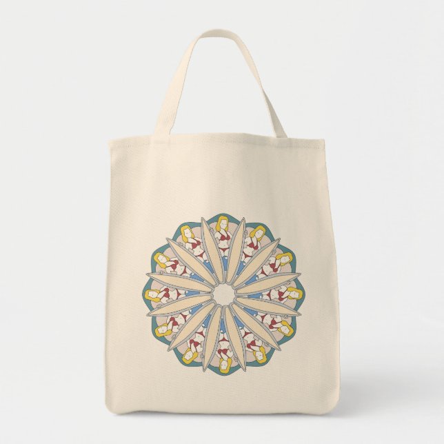 Surfer Girl Mandala Female Surfer Pattern Tote Bag (Front)
