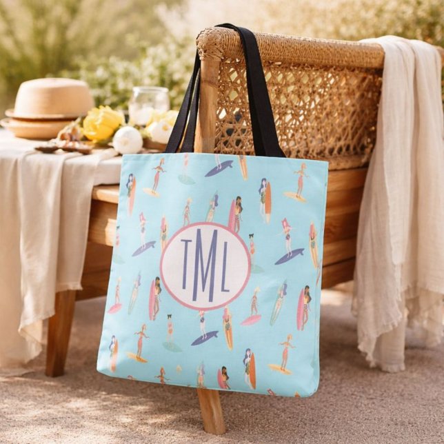Surfer Girl Monogram Tote Bag (Creator Uploaded)