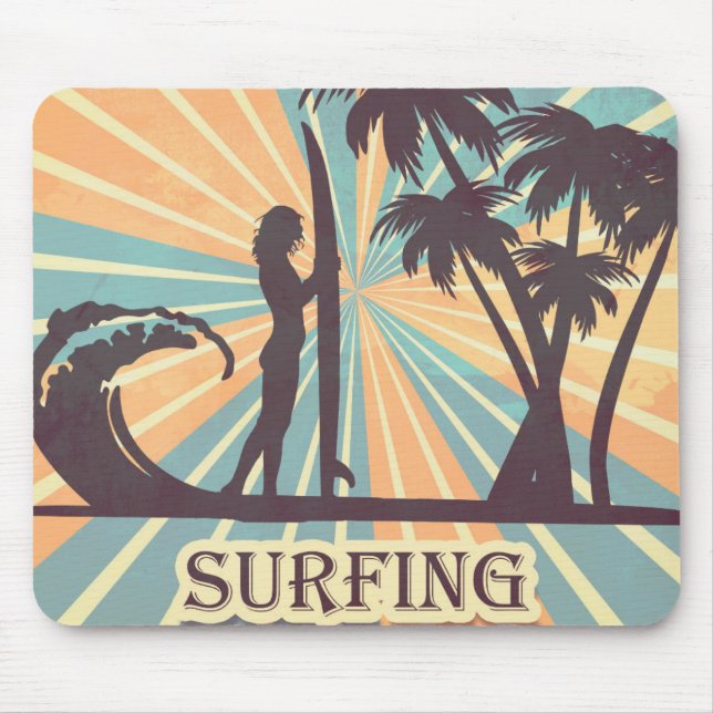Surfer Girl Mouse Mat (Front)