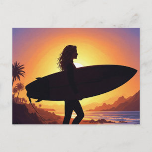 Surfer Girl on the beach Postcard