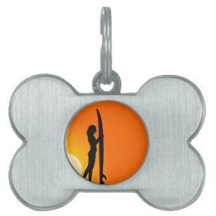 Surfer Girl Pet Tag