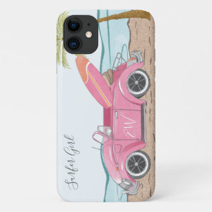Surfer Girl Pink Car Beach Case-Mate iPhone Case