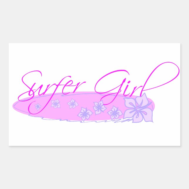 Surfer Girl Rectangular Sticker (Front)