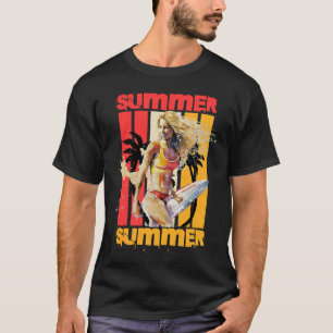 Surfer Girl Retro Summer  T-Shirt