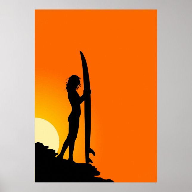Surfer girl silhouette poster (Front)