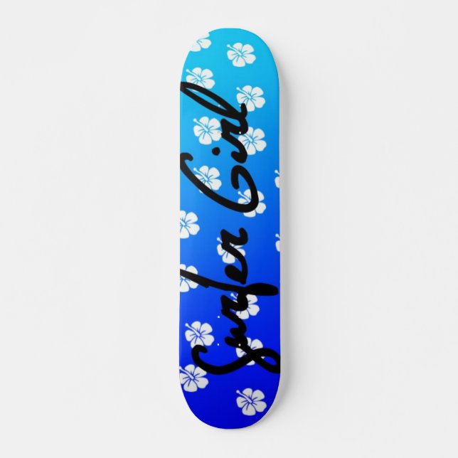 Surfer Girl Skateboard in Blue (Front)