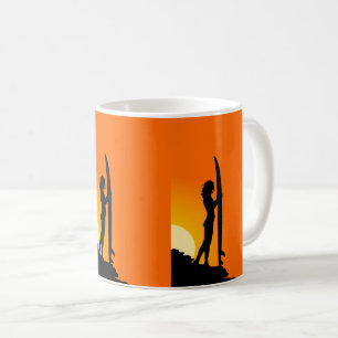 Surfer Girl Sunset Dreamscape Coffee Mug