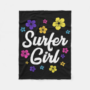 Surfer Girl Surf Retro Vintage Surf Gift Women Sur Fleece Blanket