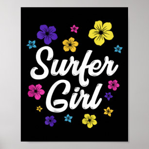 Surfer Girl Surf Retro Vintage Surf Gift Women Sur Poster