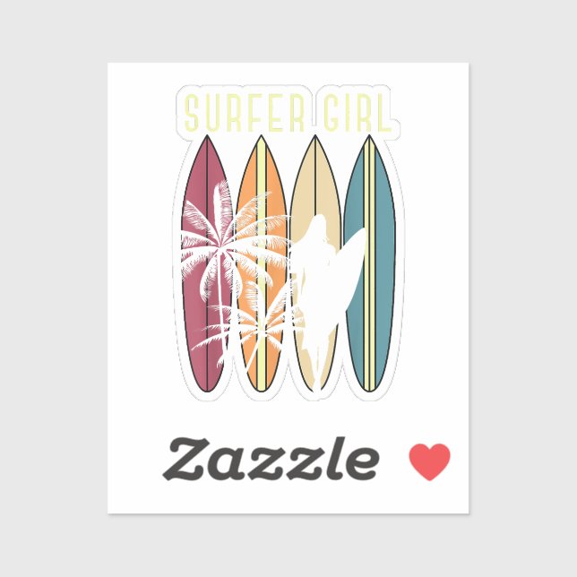 Surfer Girl Surfboard Surfing Women Girls Surf Oce (Sheet)