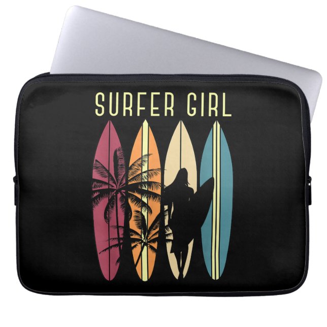 Surfer Girl Surfboard Surfing Women Girls Surf Oce Laptop Sleeve (Front)