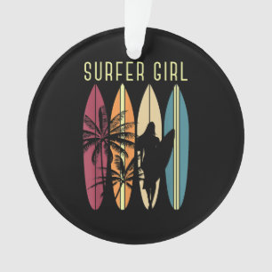Surfer Girl Surfboard Surfing Women Girls Surf Oce Ornament