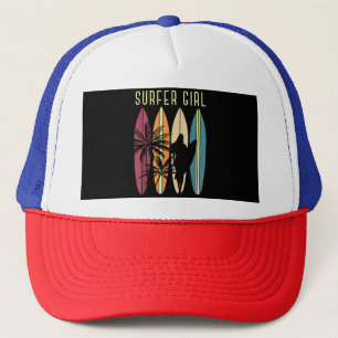 Surfer Girl Surfboard Surfing Women Girls Surf Oce Trucker Hat