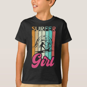 Surfer Girl Surfboard Women Surf Ocean Retro Surfi T-Shirt
