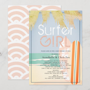 Surfer Girl Surfboards Beach Baby Shower by Mail Invitation