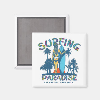 Surfer Girl Vintage California Magnet