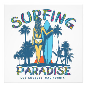Surfer Girl Vintage California Photo
