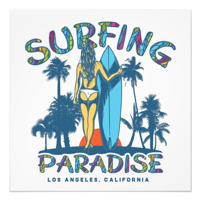 Surfer Girl Vintage California Photo (Front)