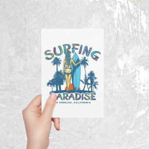 Surfer Girl Vintage California Postcard