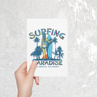 Surfer Girl Vintage California Postcard