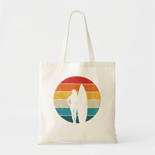 Surfer Girl, Vintage Retro Surfing 810 Tote Bag (Front)