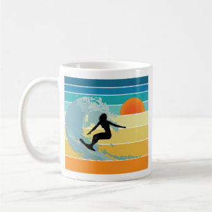 Surfer Girl Vintage Sunset Coffee Mug