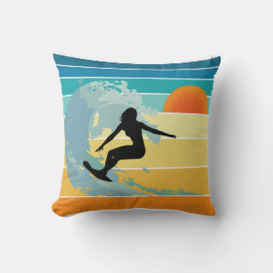 Surfer Girl Vintage Sunset Cushion