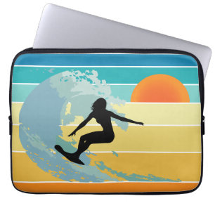 Surfer Girl Vintage Sunset Laptop Sleeve